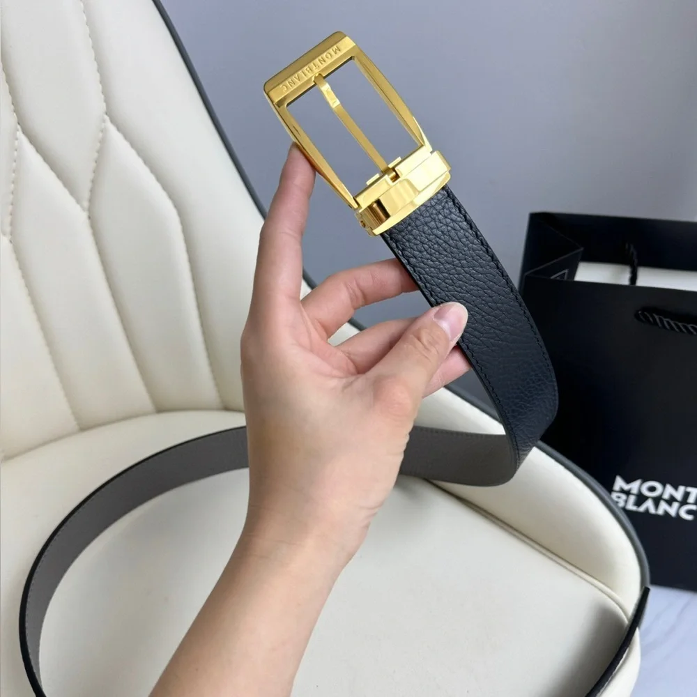 MontBlanc Men’s Black and Gold Belt Size 110 - Picture 4 of 8